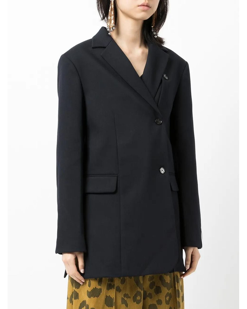 ROKH Black Off-Centre Buttoned Blazer