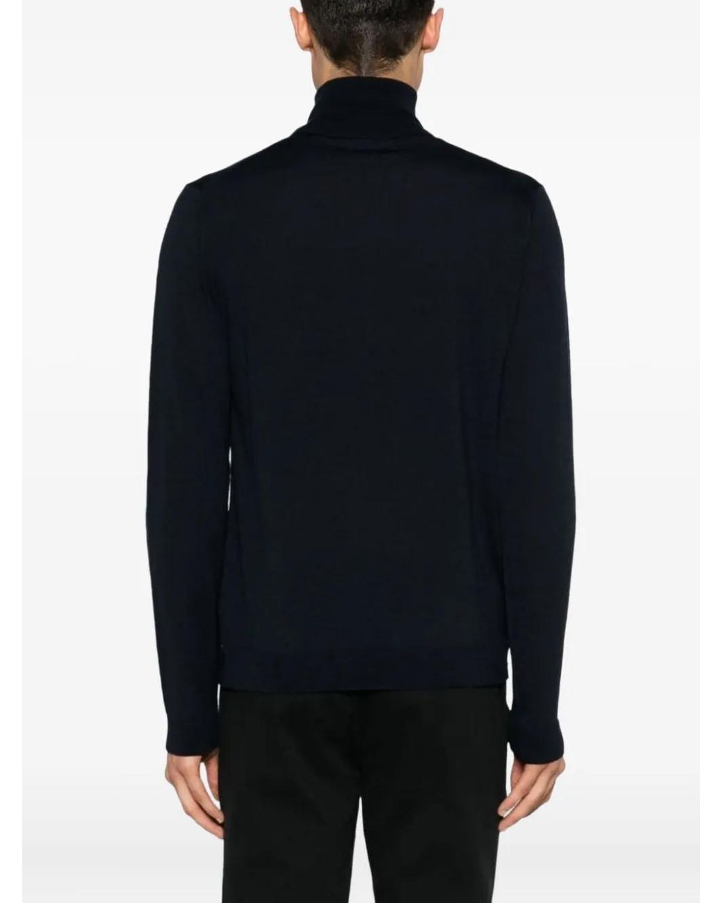 Roberto Collina Black Turtleneck Merino Wool Sweater for men
