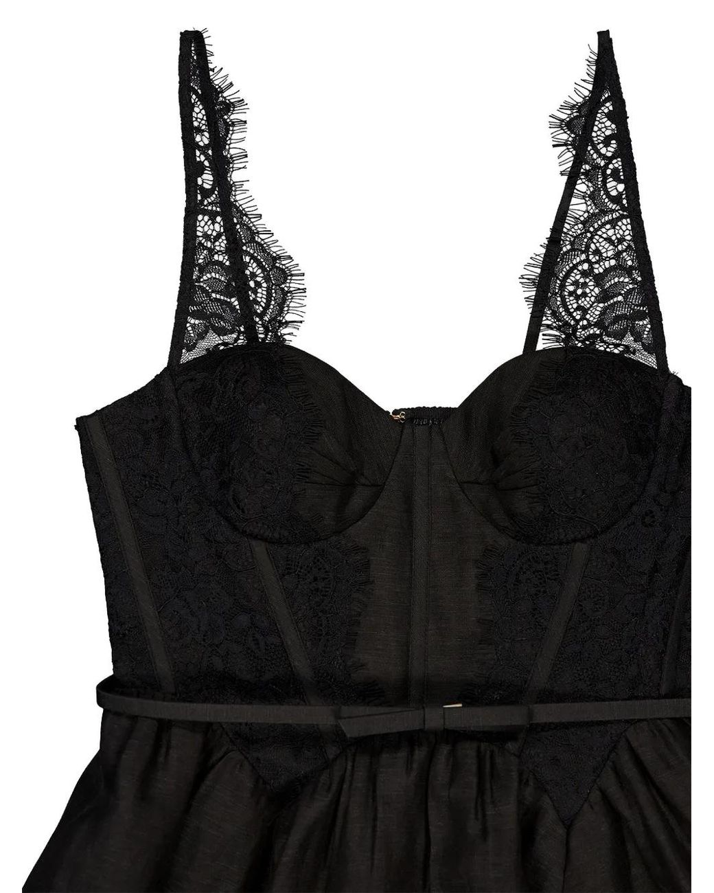 Zimmermann Black Valiant Lace Trim Mini Dress