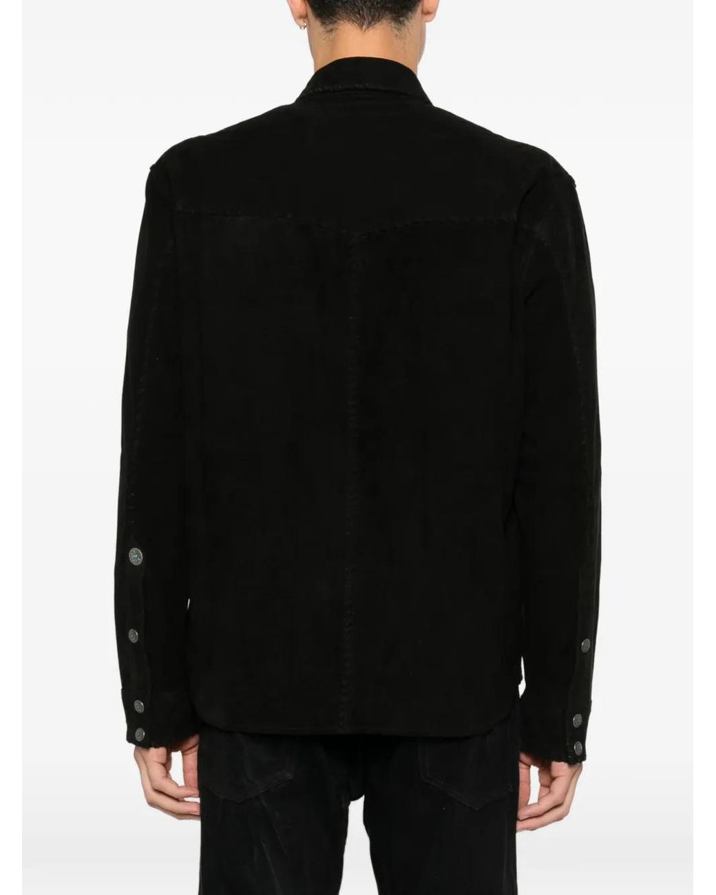 Antik Denim Black Whipstitch-Detail Western-Style Shirt for men