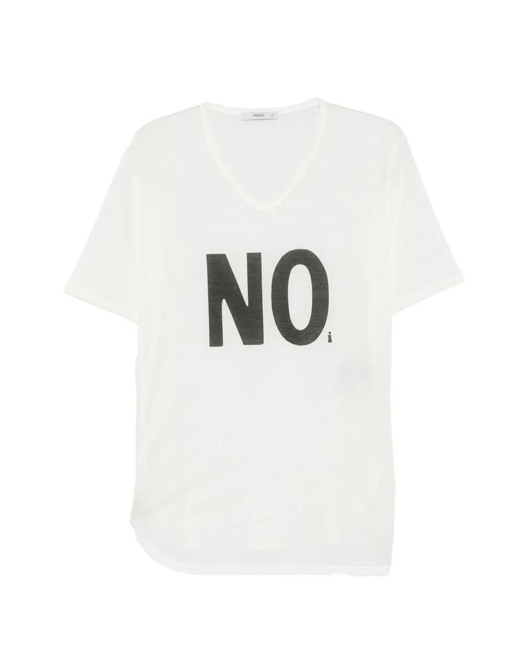 Fendi White V-Neck T-Shirt for men
