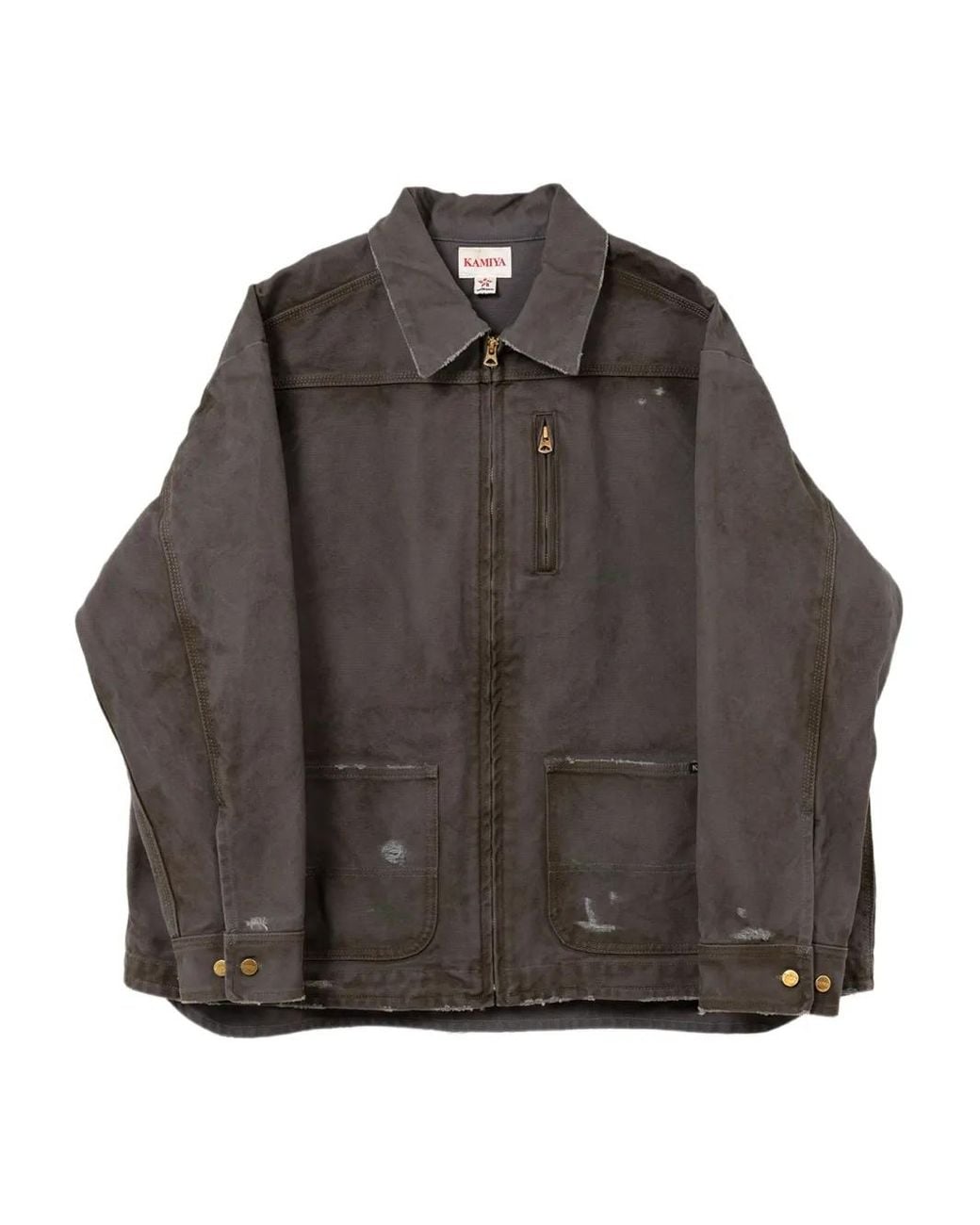 KAMIYA Gray Distressed Pocketed Denim Jacket for men