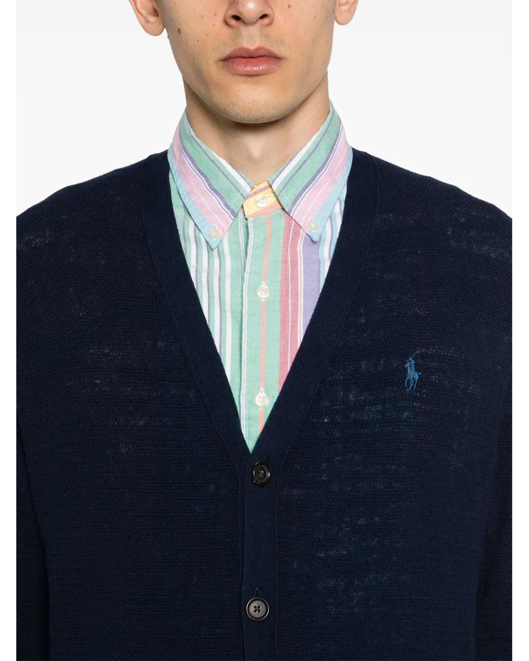 Polo Ralph Lauren Blue Polo Pony-Embroidery Cardigan for men