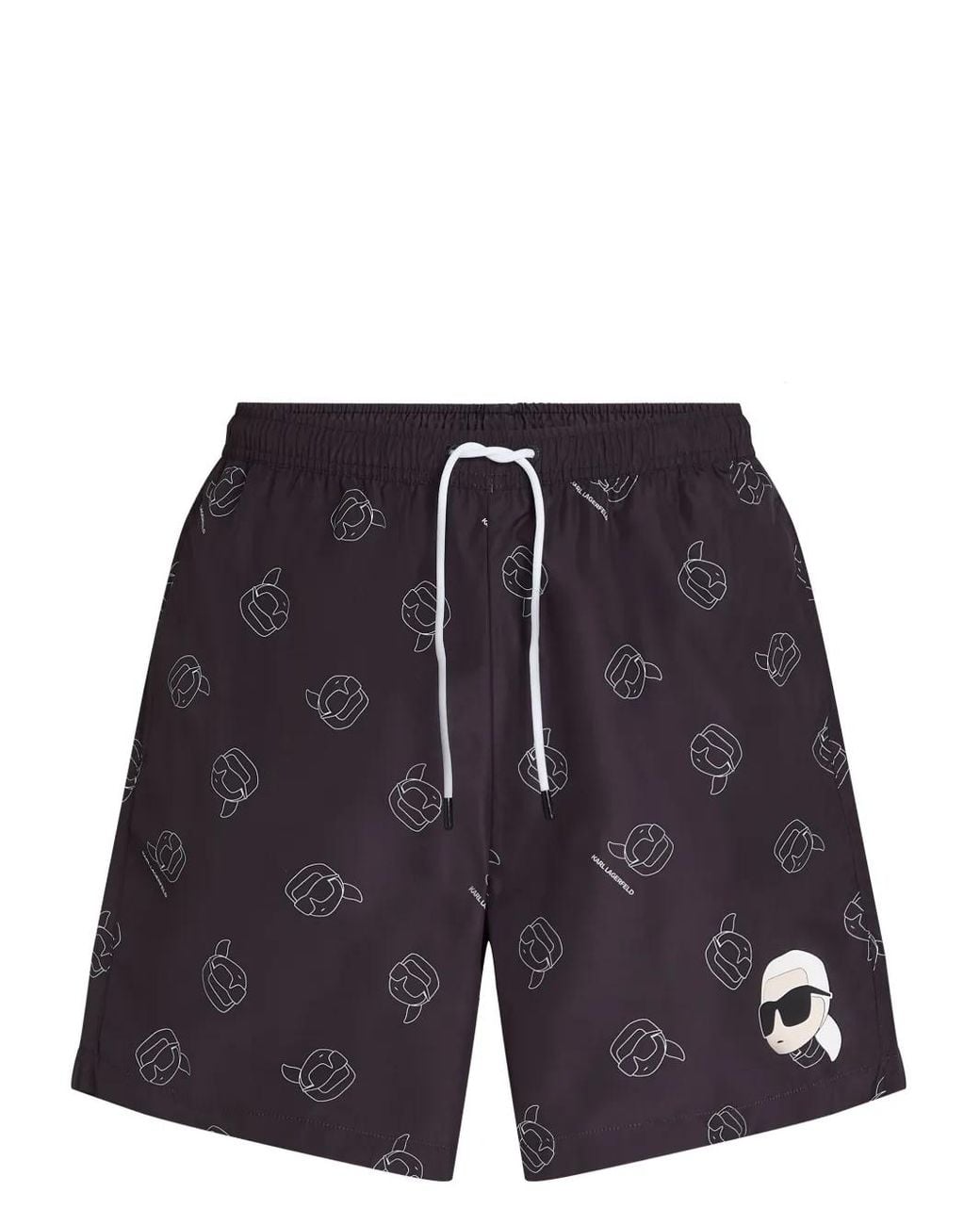 Karl Lagerfeld Blue Ikon All-Over-Print Swim Shorts for men