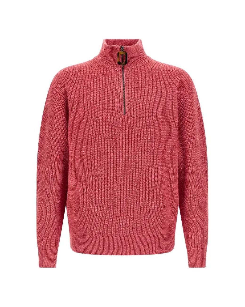 J.W. Anderson Red Half-Zip Ribbed-Knit Sweater for men