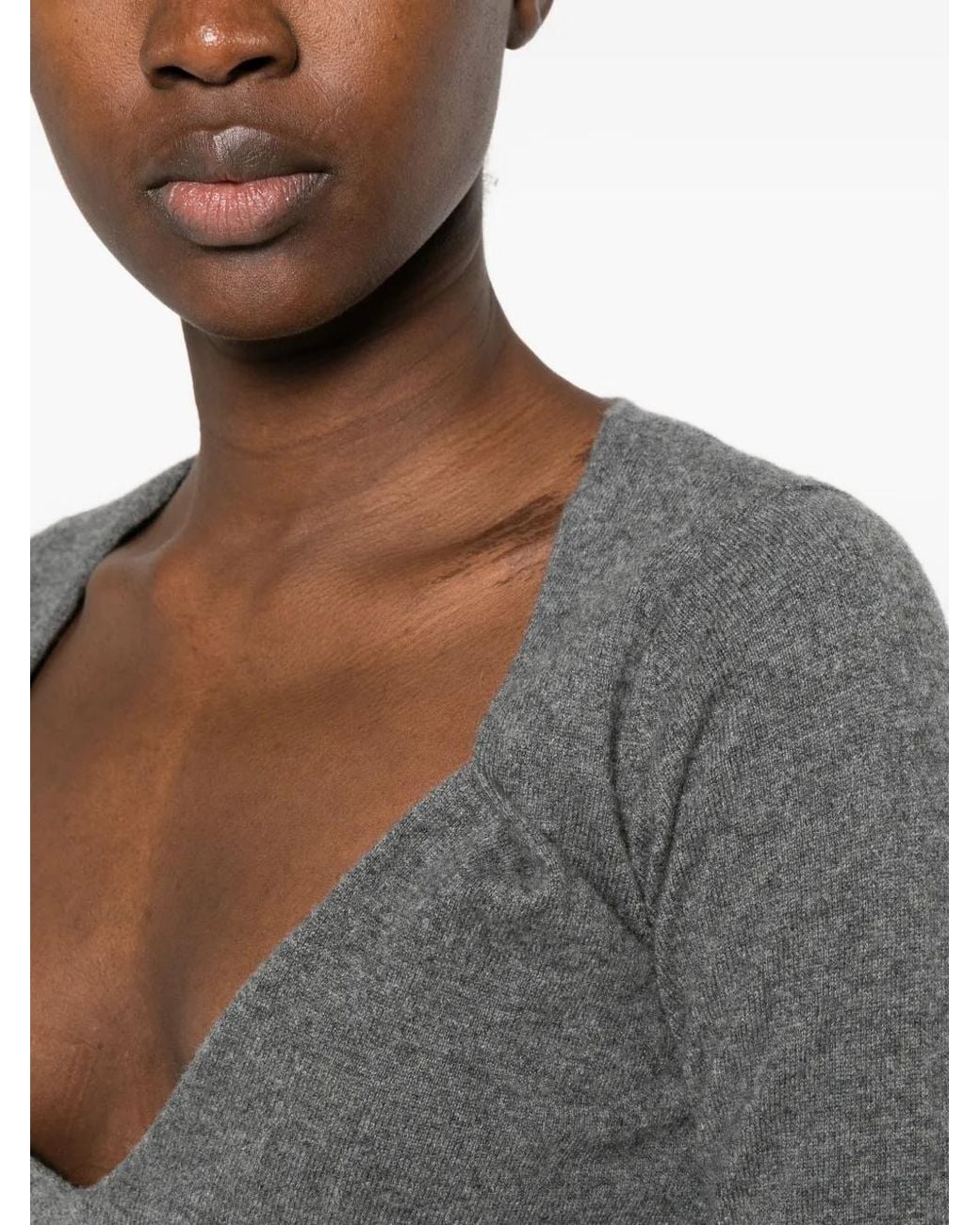 Mugglor Mugler Cut-Out V-Neck Sweater in Gray | Lyst
