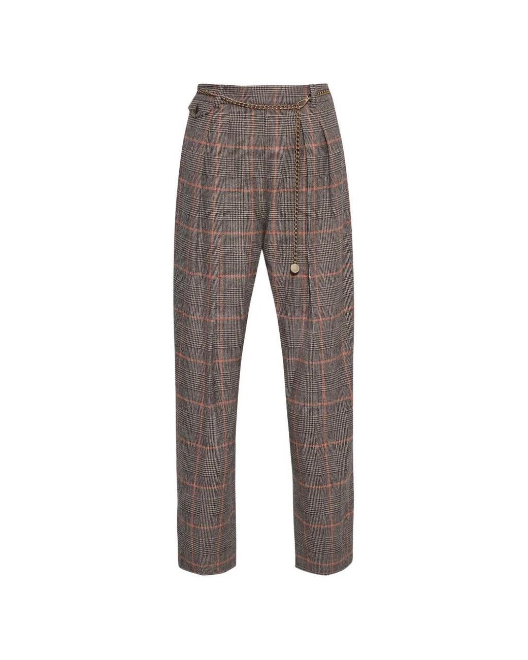Cara Cara Gray Emerson Plaid Chain-Link Trousers