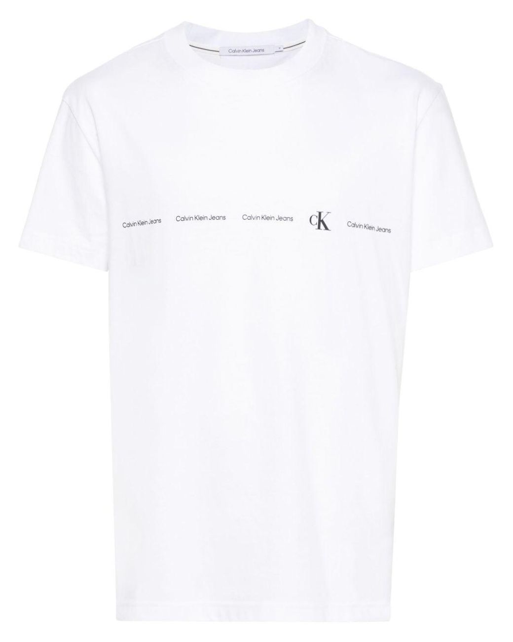 Calvin Klein Logo-print Cotton Blend T-shirt in White for Men