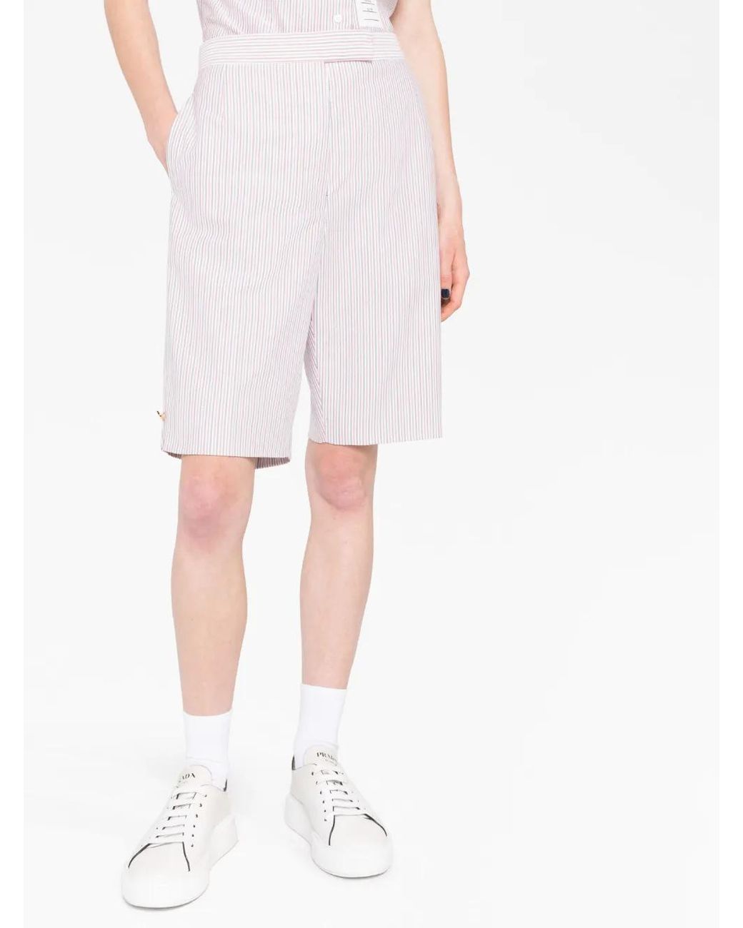 Thom Browne White Striped Bermuda Shorts