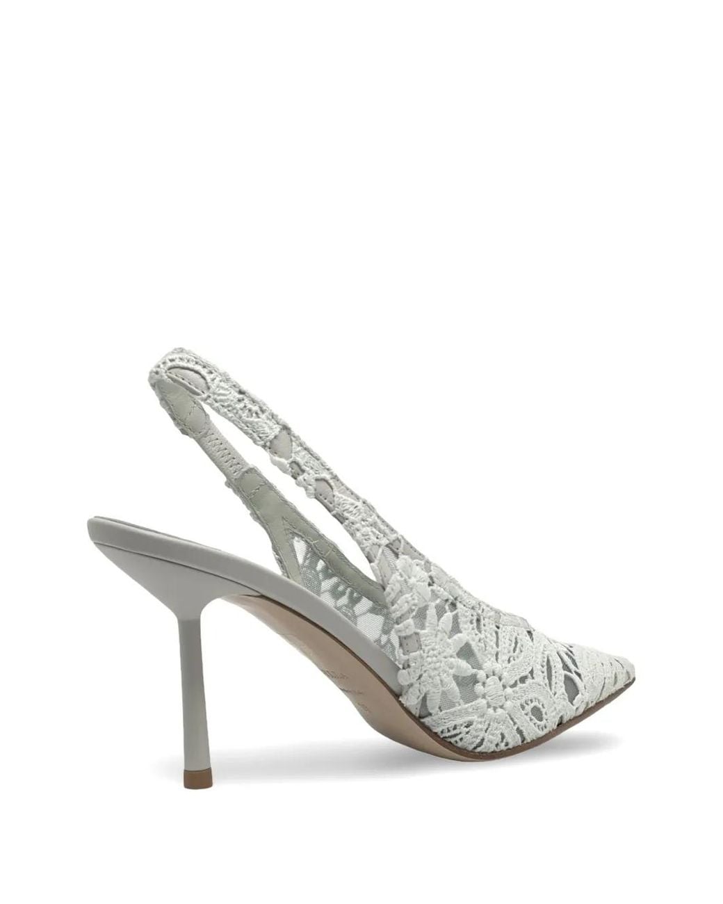 Le Silla White Floral-Lace Slingback Pumps
