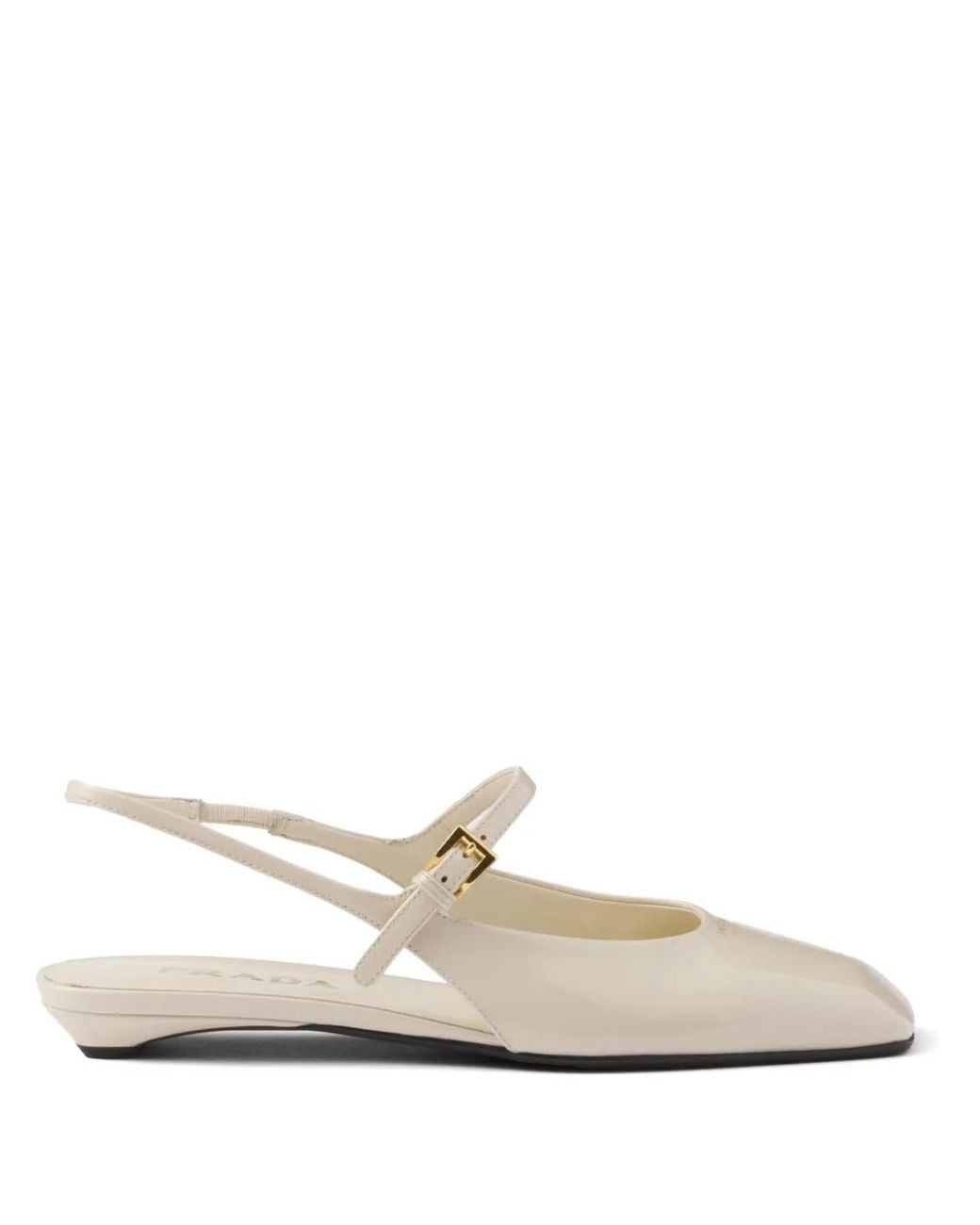 Prada White Leather Slingback Ballerinas