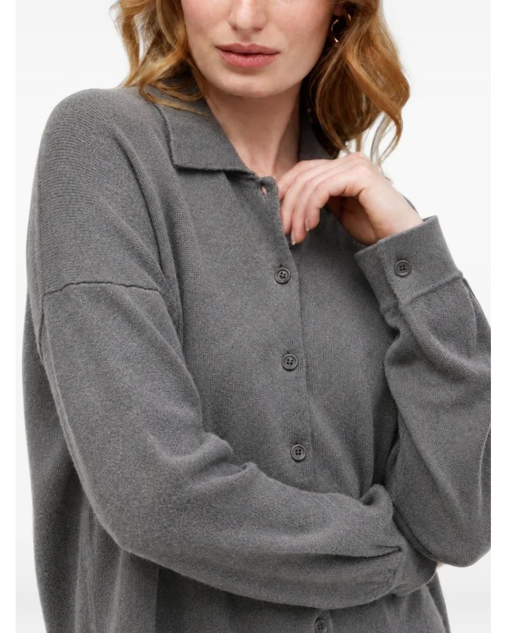 Chinti & Parker Gray Button-Up Collared Cardigan
