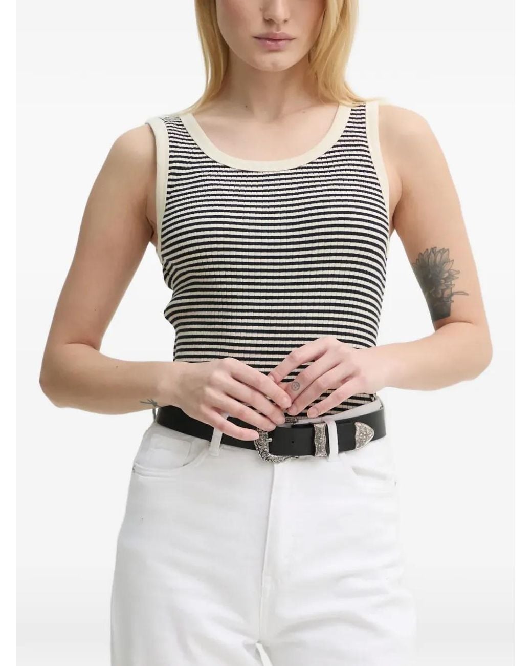 Marc O' Polo Gray Striped Knitted Top