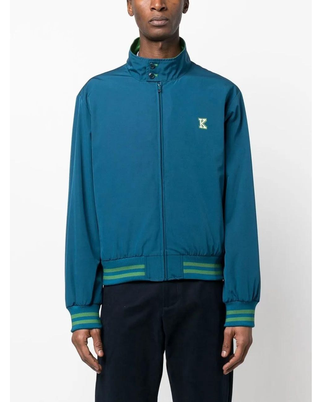 KENZO Blue Graphic Logo-Print Track Jacket for men