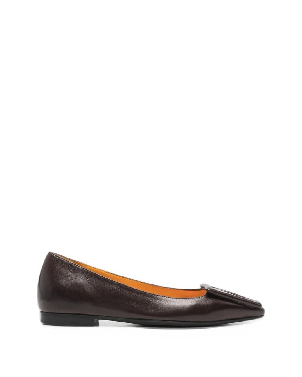 Mara Bini Brown Buckle-Detail Ballet Flats