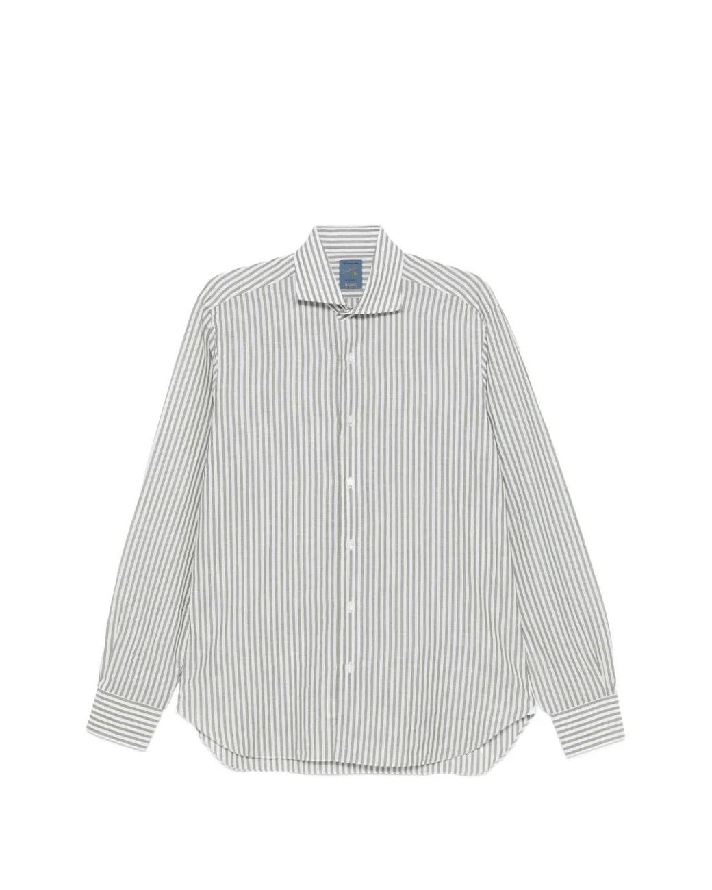 Barba Napoli White Striped Shirt for men