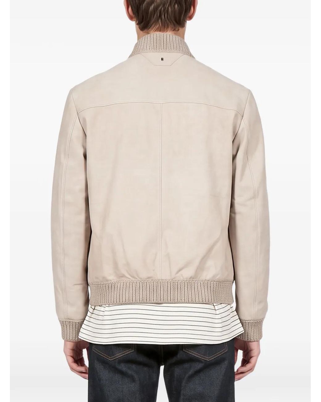 Salvatore Santoro Natural Ribbed-Trim Button-Up Jacket for men