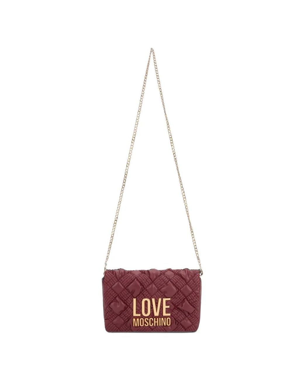 Love Moschino White Quilted Logo-Plaque Shoulder Bag