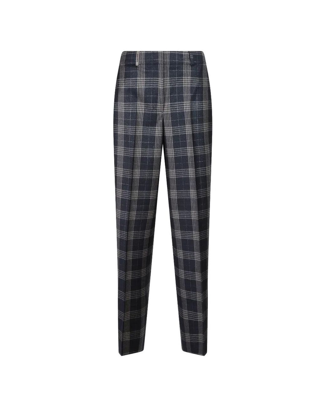 Peserico Blue Check-Pattern Tailored Trousers
