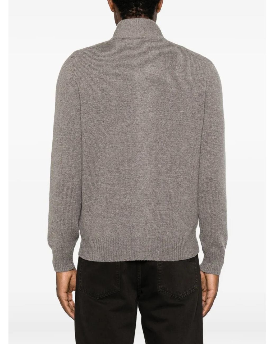 Gran Sasso Gray Button-Fastening High-Neck Cardigan for men