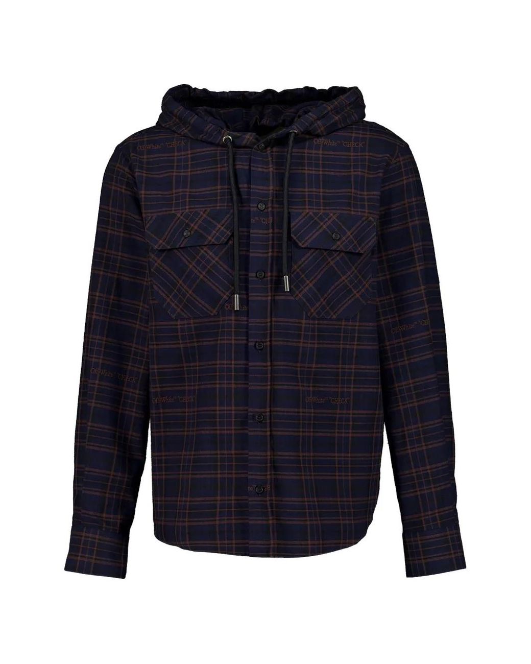 Off-White c/o Virgil Abloh Blue Check Hooded Shirt for men