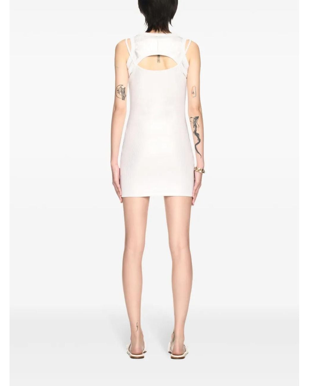Off-White c/o Virgil Abloh White Ribbed Cut-Out Dress