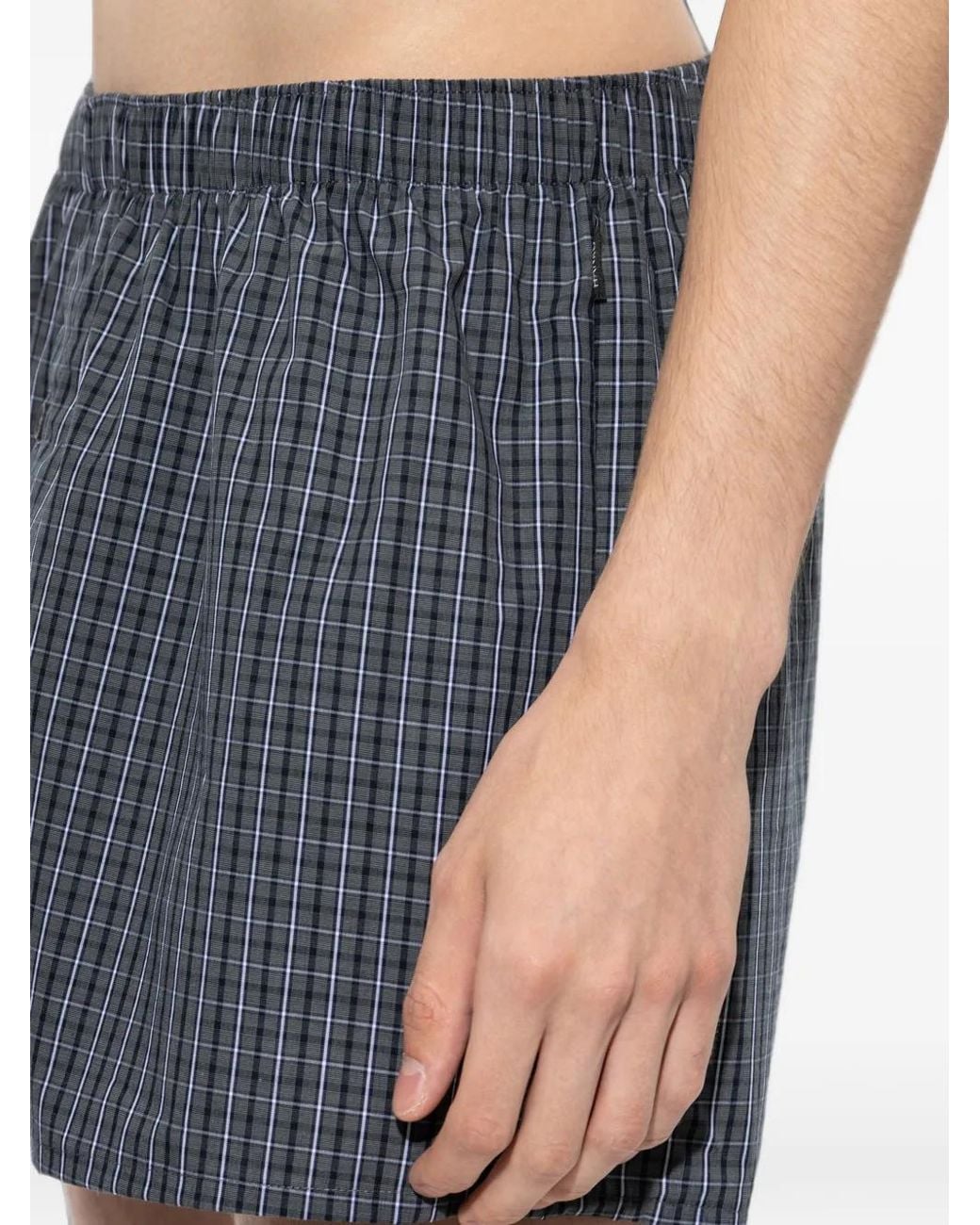 Hanro Blue Checked Cotton Boxers for men