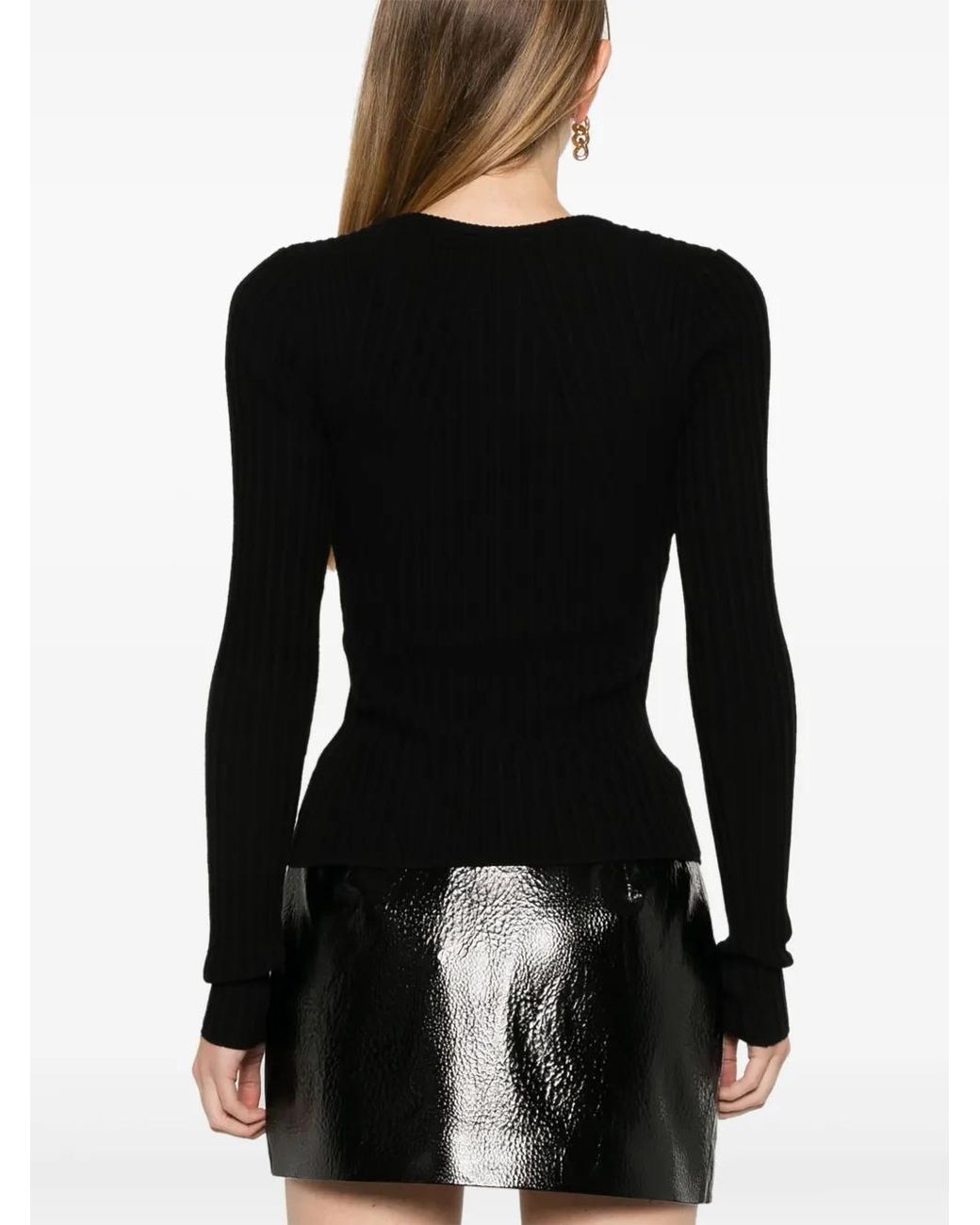 Just Cavalli Black Ribbed-Knit Sweater