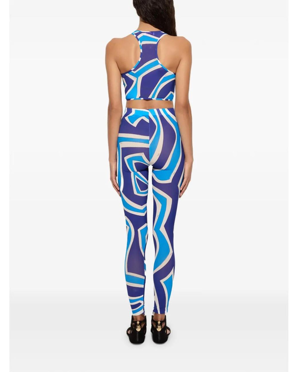 Emilio Pucci Blue Haut Volanté À Imprimé Labirinto