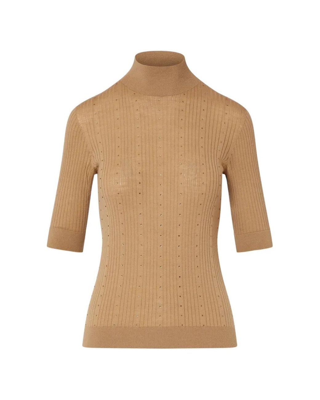 Liu Jo Natural Wool Top With Rhinestones