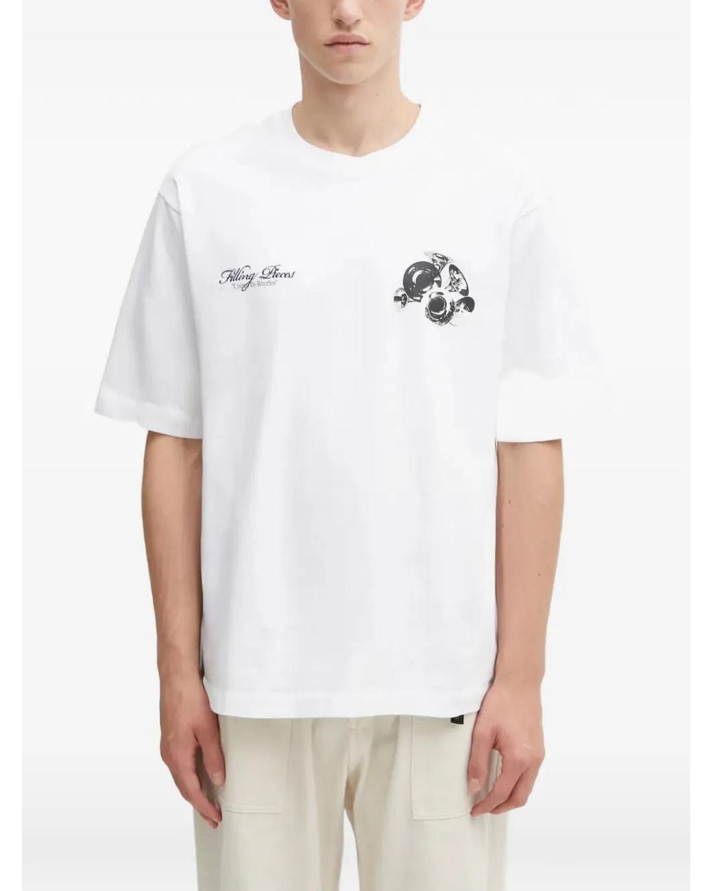 Filling Pieces White Printed T-Shirt for men