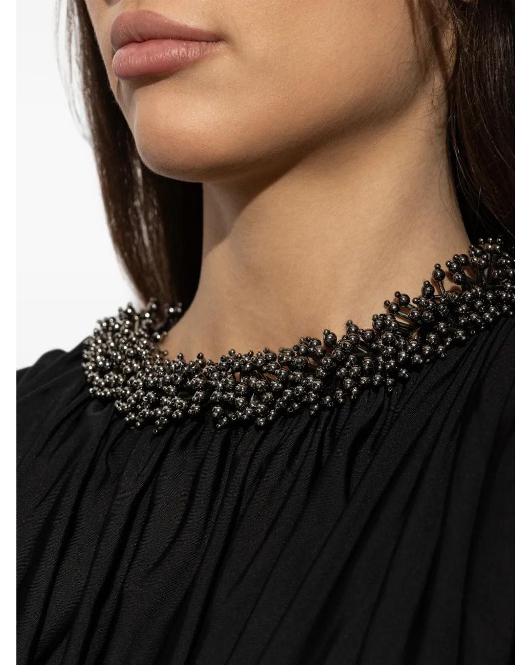 Self-Portrait Black Jersey Asymmetric Sleeve Top