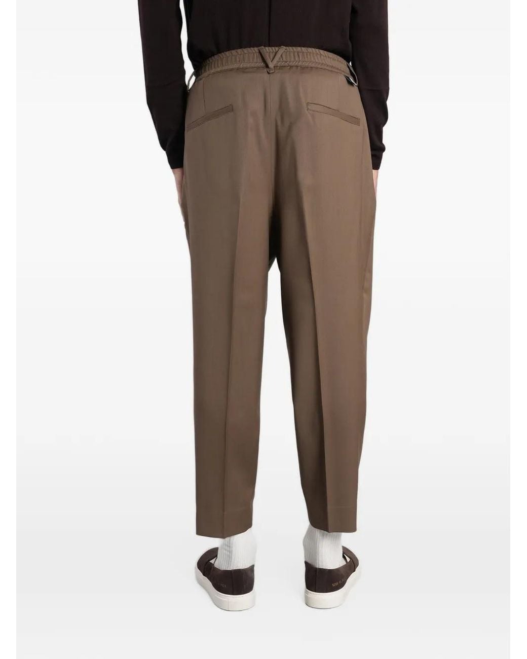 Low Brand Brown Zen Pleated Tapered Trousers for men