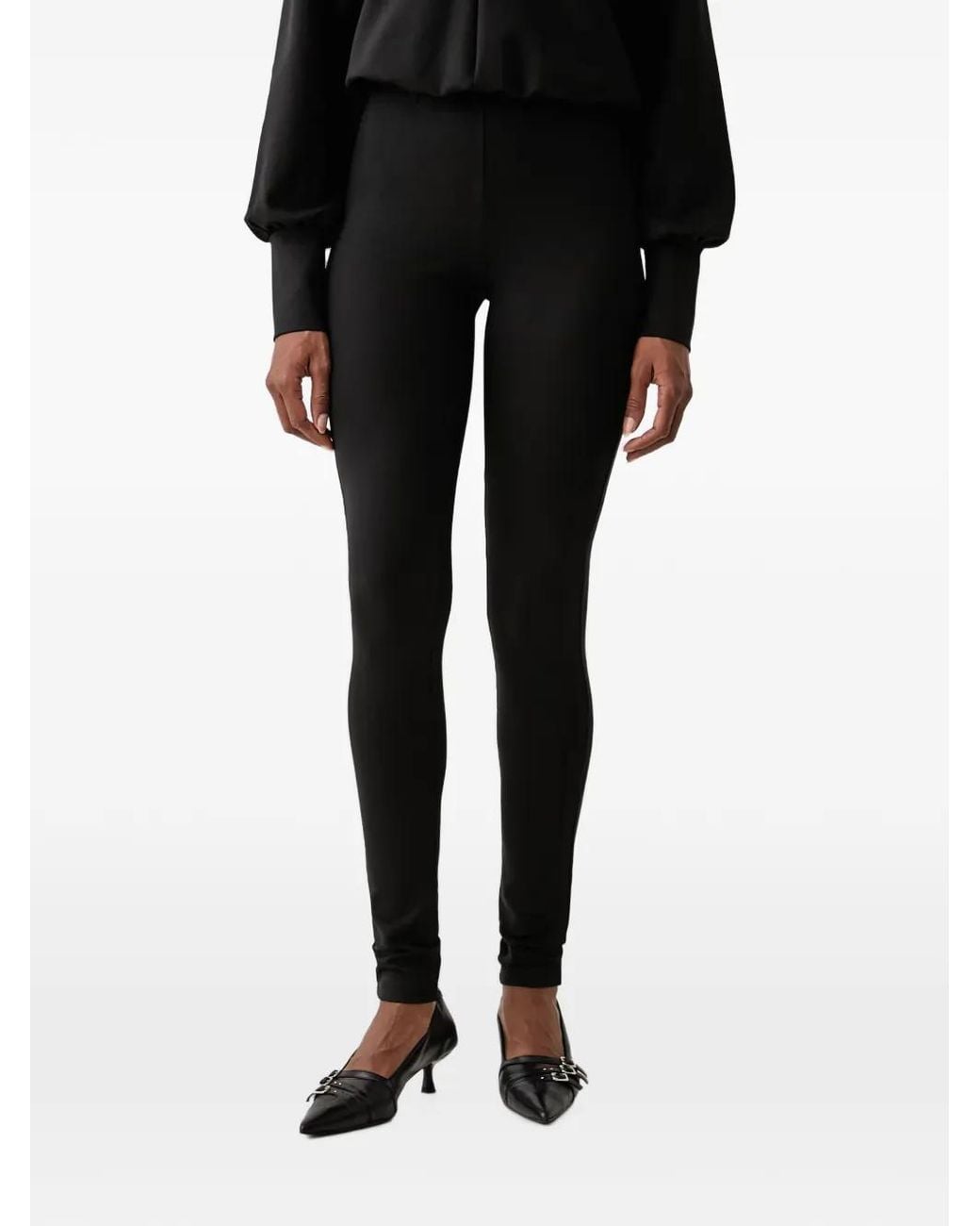 Patrizia Pepe Black Logo-Plaque Slim-Fit Trousers