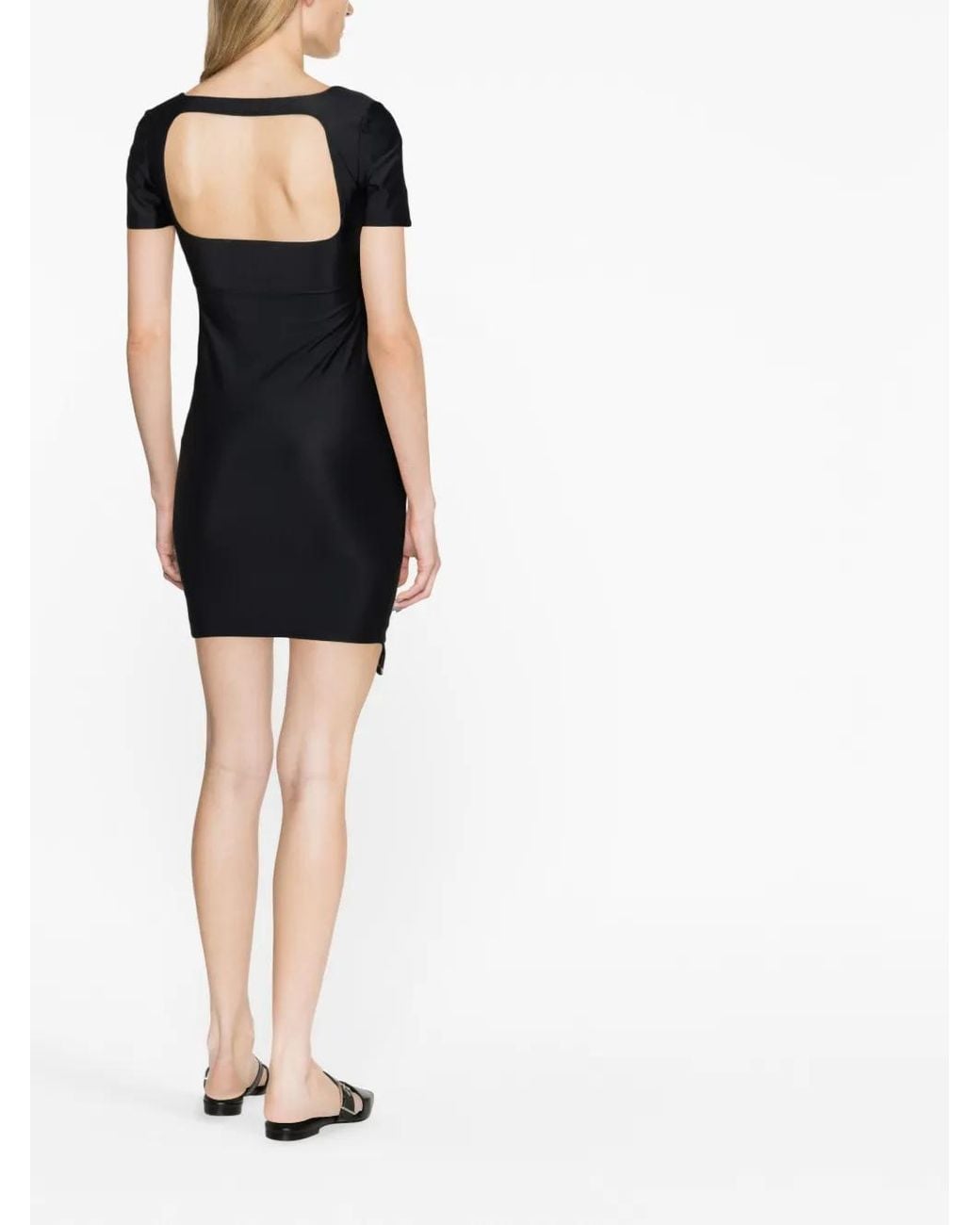Courreges Black Square-Neck Cut-Out Mini Dress