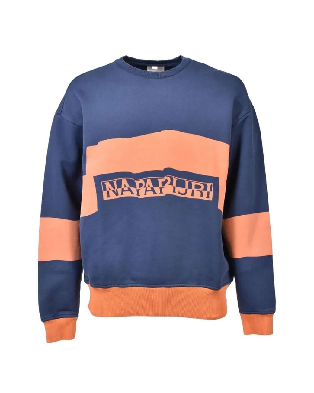 Napapijri Blue Bacchus Logo-Print Panelled Sweater for men