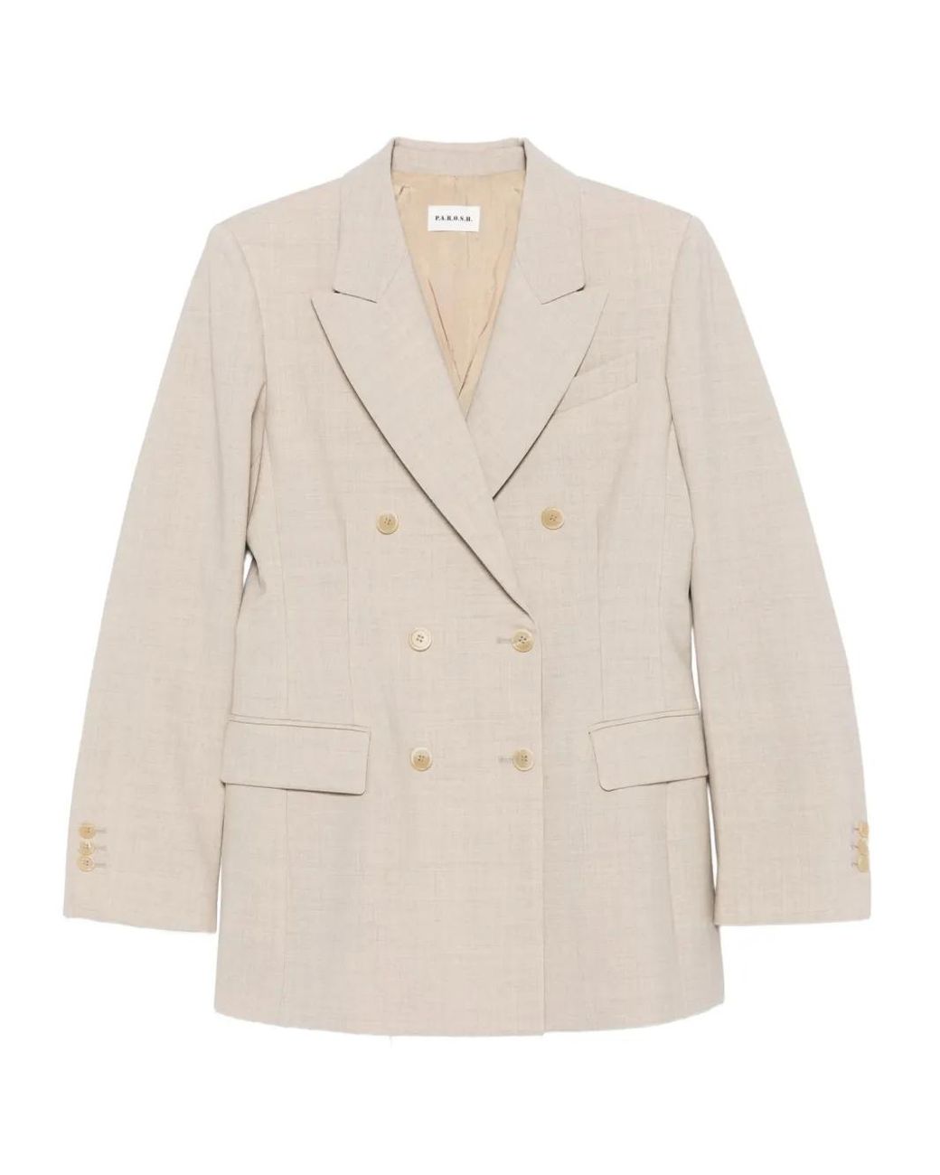 P.A.R.O.S.H. White Double-Breasted Wool Blazer