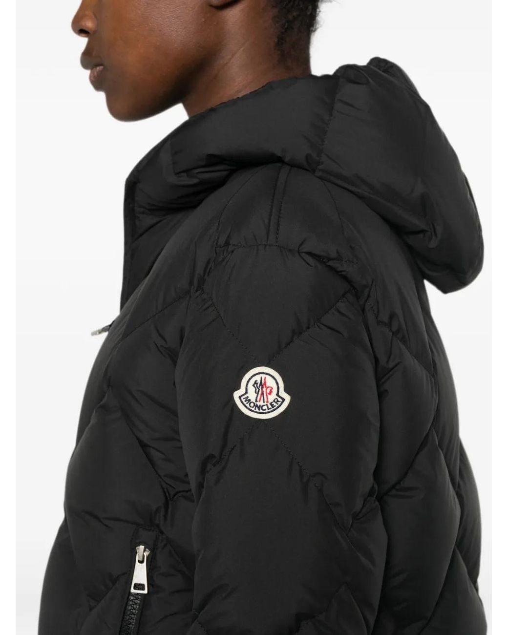 Moncler Black Arvouinne Hooded Triangle-Quilted Short Down Jacket