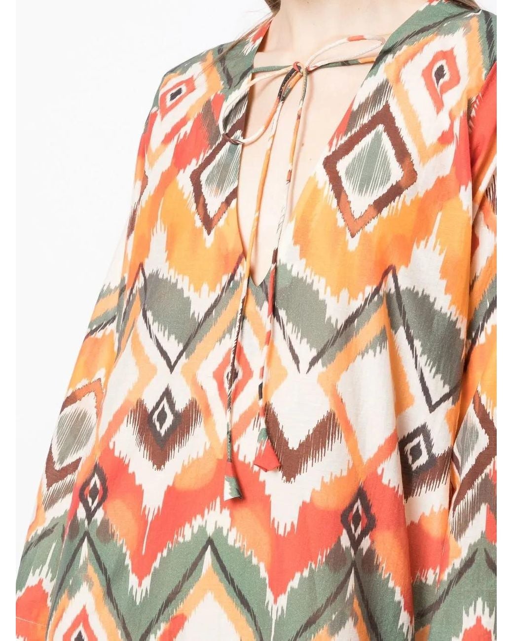 Bambah Orange Robe Argentina Longue À Imprimé Géométrique