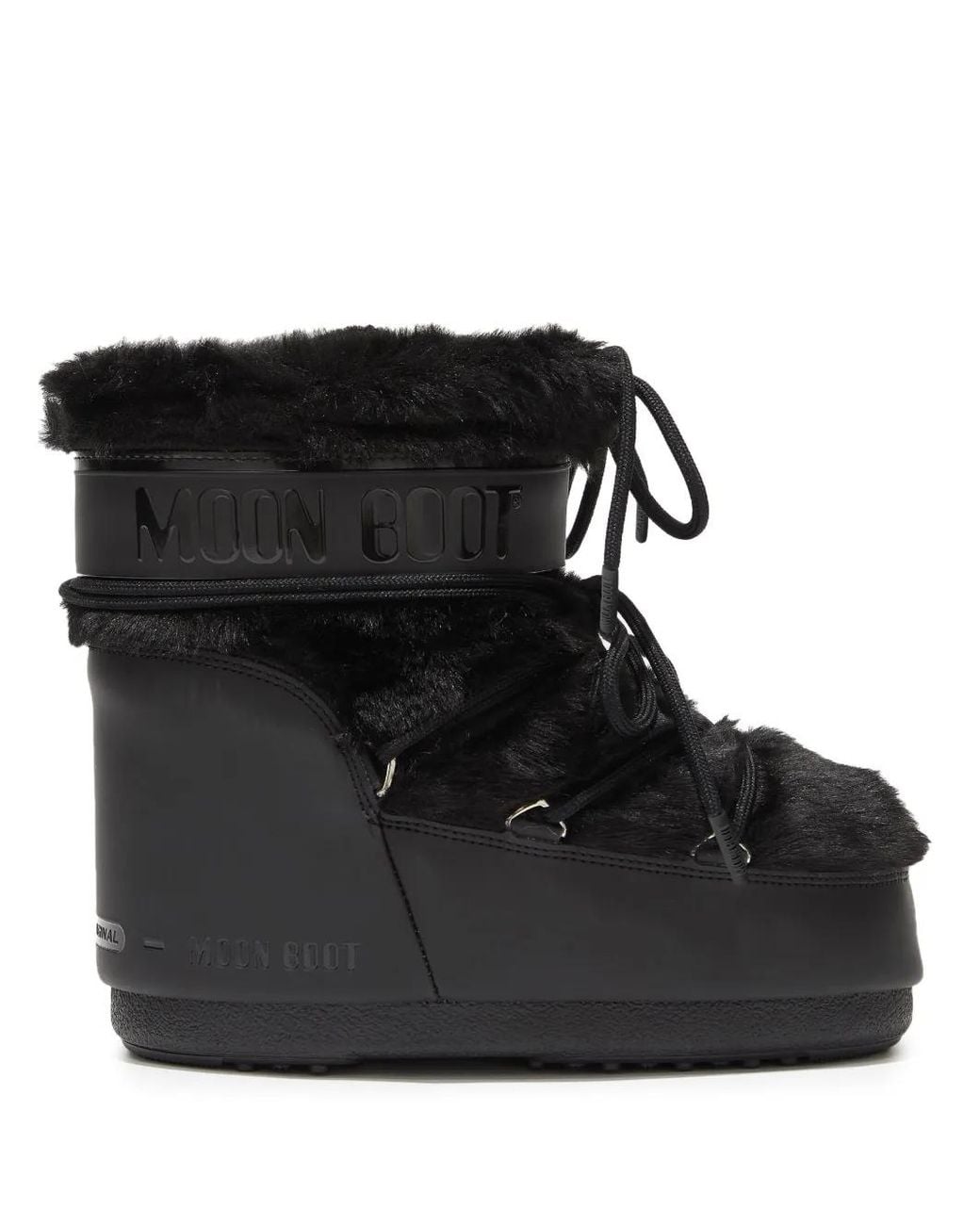 Moon Boot Black "Icon" Low Faux Fur Boot