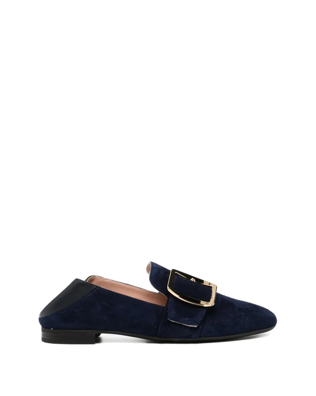Bally Blue Buckle Strap Loafers