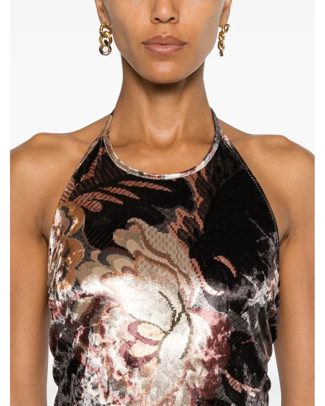 Etro Gray Printed Chenille Maxi Dress
