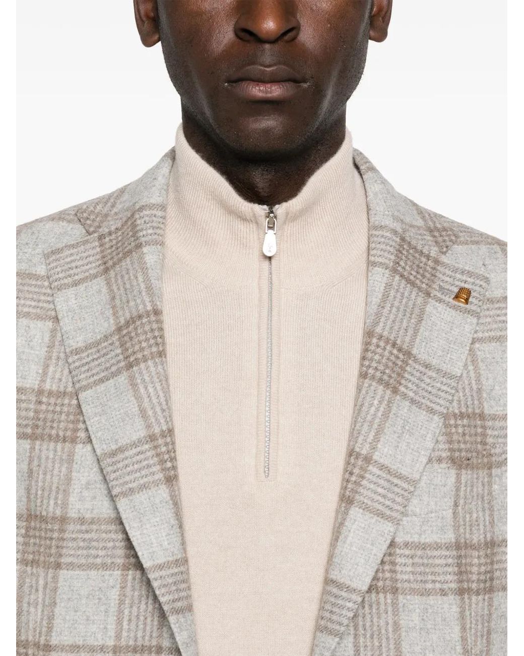 Latorre Gray Plaid-Pattern Blazer for men