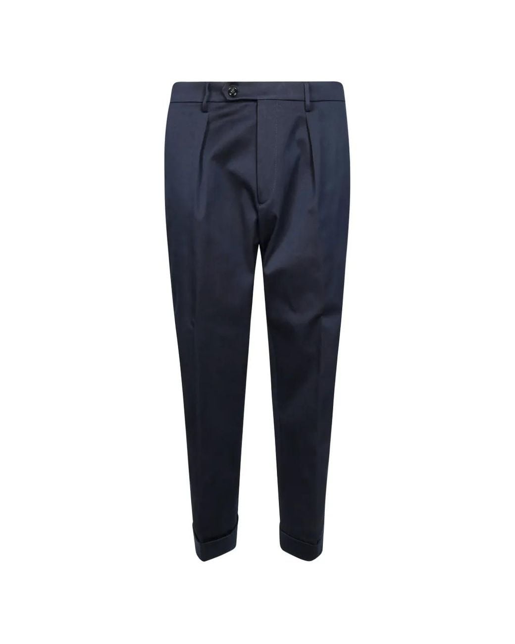 Berwich Blue Pleated Turn-Up Trousers for men