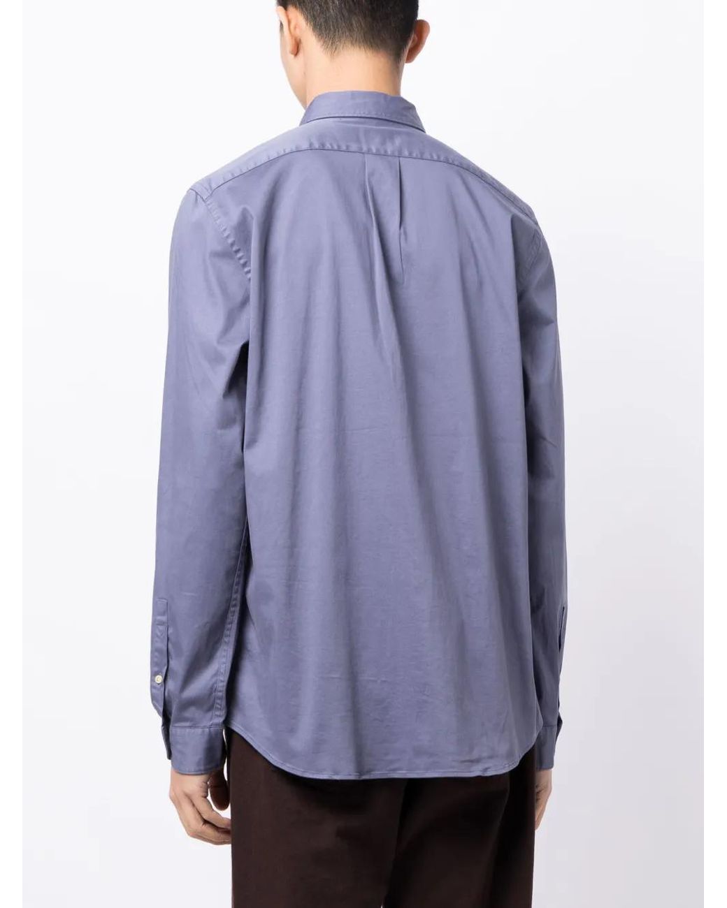 Paul Smith Blue Button-Down Collar Long-Sleeve Shirt for men