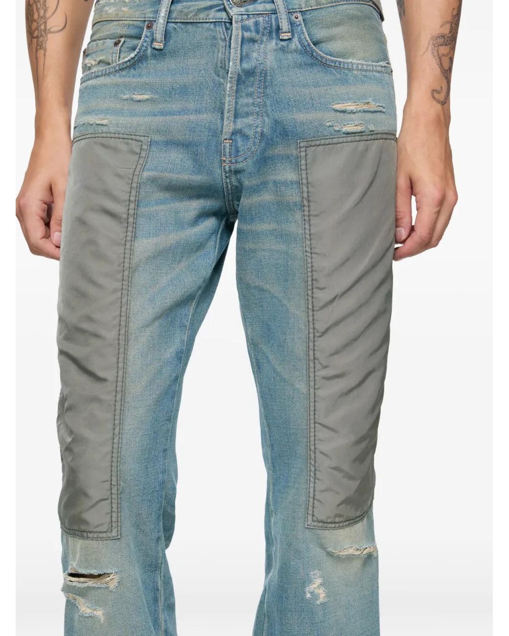 Acne Blue Panelled Distressed Jeans for men