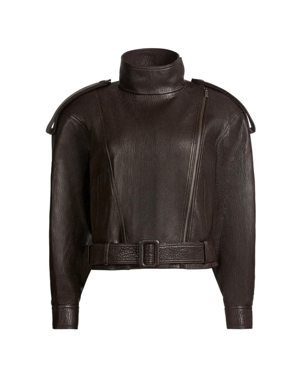 DUCIE Black Serpa Grained Calf Leather Jacket