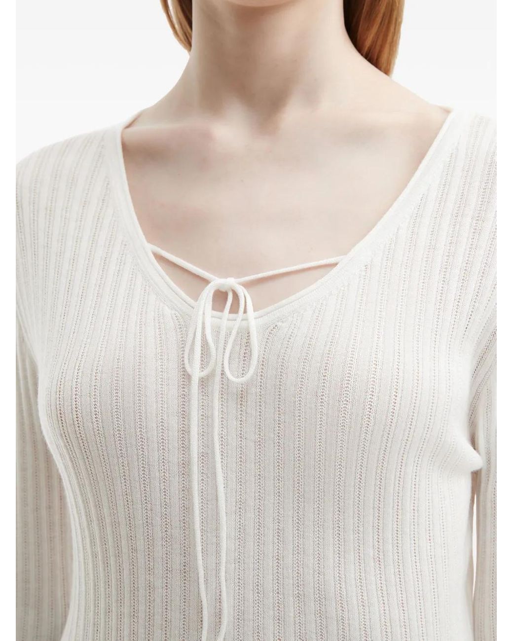 B+ AB White Ribbed-Knit Top