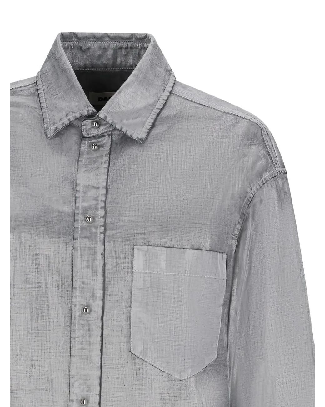 DARKPARK Gray Denim-Effect Collared Shirt