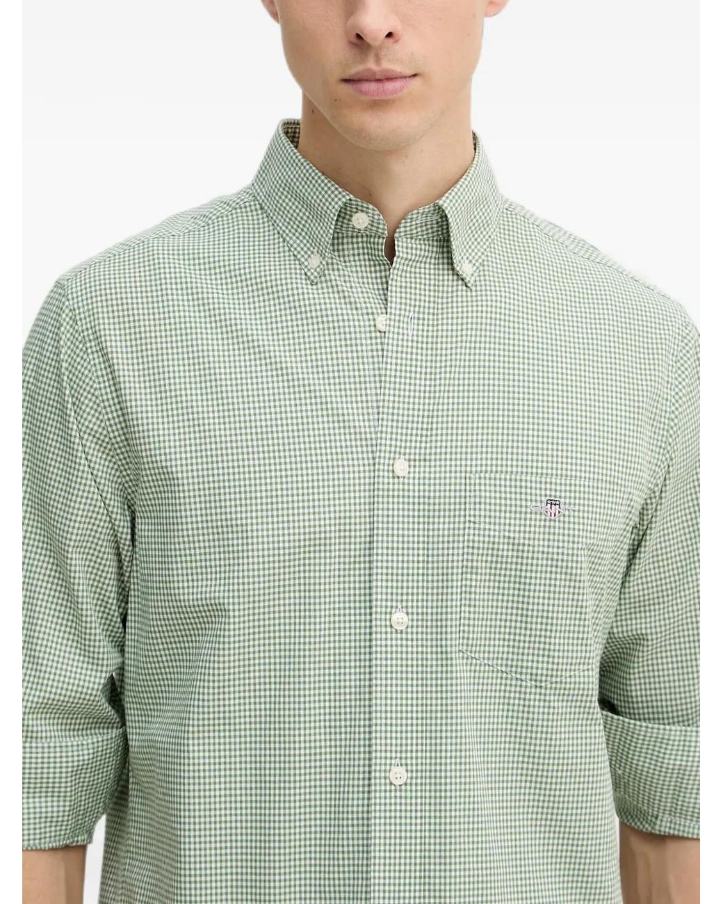 Gant Green Gingham-Check Button-Down Shirt for men